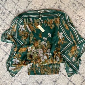 Floral scarf look shirt with elastic waistband